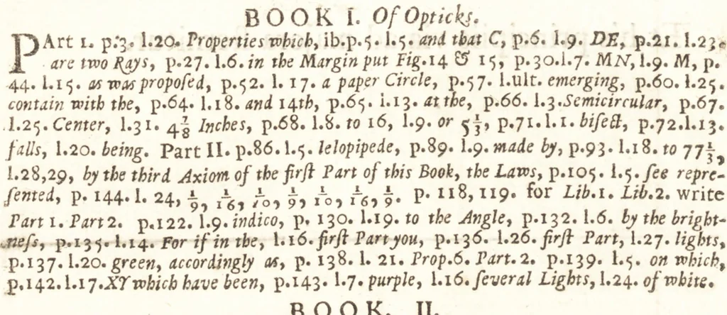 An illustration from Opticks, or, A treatise of the reflexions, refractions, inflexions and colours of light ; Also two treatises of the species and magnitude of curvilinear figures, 1704, leaf 405