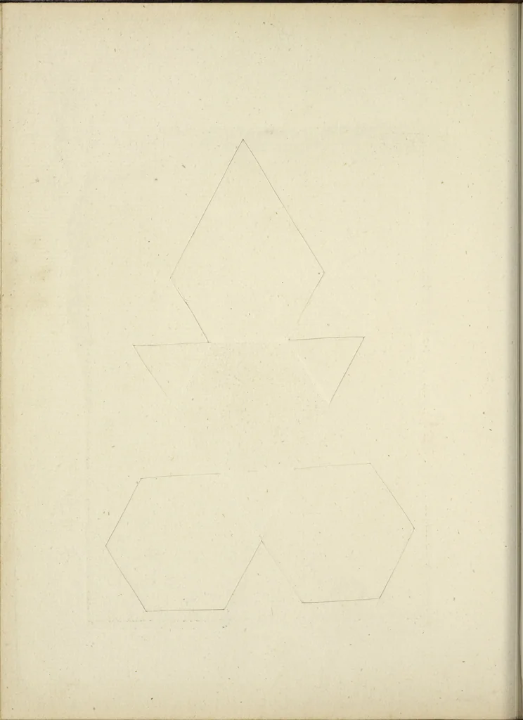 An illustration from An appendix to the Elements of Euclid, in seven books : containing forty-two moveable schemes for forming the various kinds of solids, and their sections, by which the doctrine of solids in the eleventh, twelfth, and fifteenth books of Euclid is illustrated, and rendered more easy to learners than heretofore ..., 1765, leaf 69