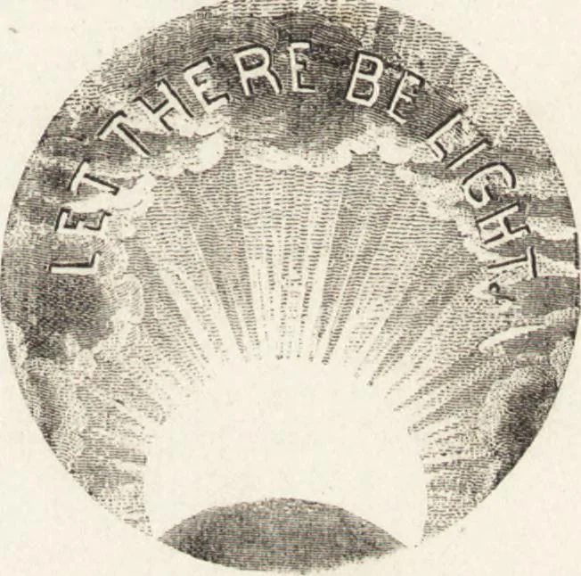 An illustration from The principles of light and color: including among other things the harmonic laws of the universe, the etherio-atomic philosophy of force, chromo chemistry, chromo therapeutics, and the general philosophy of the fine forces, together with numerous discoveries and practical applications .., 1878, leaf 12