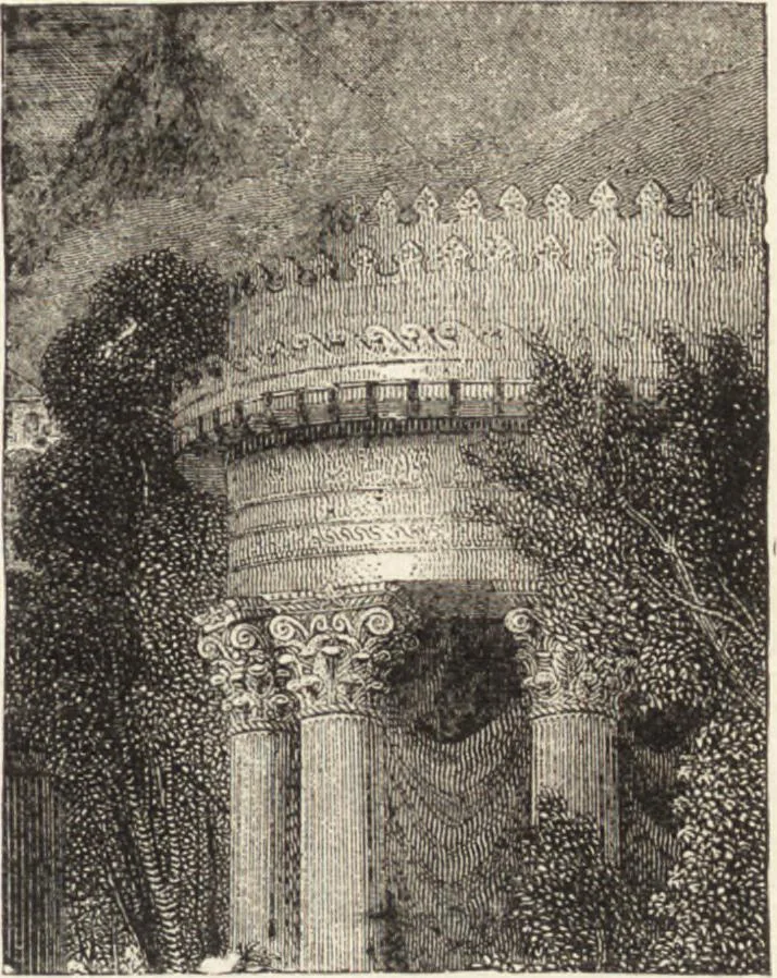 An illustration from The principles of light and color: including among other things the harmonic laws of the universe, the etherio-atomic philosophy of force, chromo chemistry, chromo therapeutics, and the general philosophy of the fine forces, together with numerous discoveries and practical applications .., 1878, leaf 64