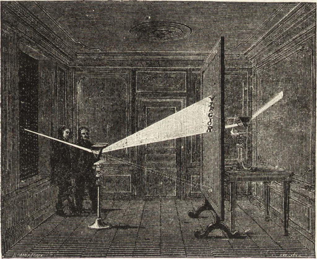 An illustration from The principles of light and color: including among other things the harmonic laws of the universe, the etherio-atomic philosophy of force, chromo chemistry, chromo therapeutics, and the general philosophy of the fine forces, together with numerous discoveries and practical applications .., 1878, leaf 78