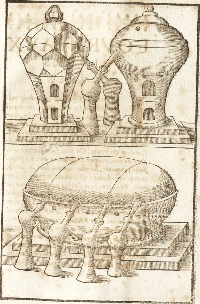 An illustration from Le vray et methodique cours de la physique resolutiue, vulgairement dite chymie : representé par figures generales & particulieres : pour connoistre la theotechnie ergocosmique, c'est à dire, l'art de Dieu, en l'ouurage de l'vniuers, 1653, leaf 152
