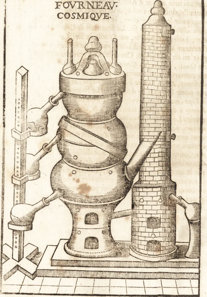 An illustration from Le vray et methodique cours de la physique resolutiue, vulgairement dite chymie : representé par figures generales & particulieres : pour connoistre la theotechnie ergocosmique, c'est à dire, l'art de Dieu, en l'ouurage de l'vniuers, 1653, leaf 167