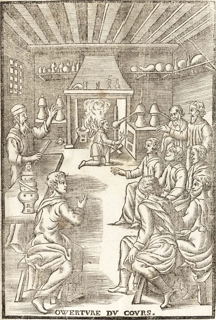 An illustration from Le vray et methodique cours de la physique resolutiue, vulgairement dite chymie : representé par figures generales & particulieres : pour connoistre la theotechnie ergocosmique, c'est à dire, l'art de Dieu, en l'ouurage de l'vniuers, 1653, leaf 238