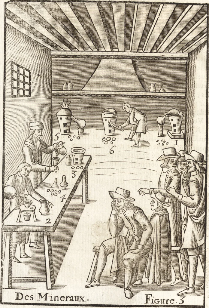 An illustration from Le vray et methodique cours de la physique resolutiue, vulgairement dite chymie : representé par figures generales & particulieres : pour connoistre la theotechnie ergocosmique, c'est à dire, l'art de Dieu, en l'ouurage de l'vniuers, 1653, leaf 501