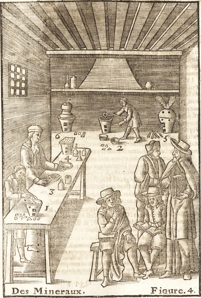 An illustration from Le vray et methodique cours de la physique resolutiue, vulgairement dite chymie : representé par figures generales & particulieres : pour connoistre la theotechnie ergocosmique, c'est à dire, l'art de Dieu, en l'ouurage de l'vniuers, 1653, leaf 515