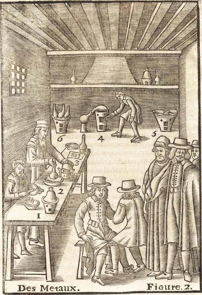 An illustration from Le vray et methodique cours de la physique resolutiue, vulgairement dite chymie : representé par figures generales & particulieres : pour connoistre la theotechnie ergocosmique, c'est à dire, l'art de Dieu, en l'ouurage de l'vniuers, 1653, leaf 559