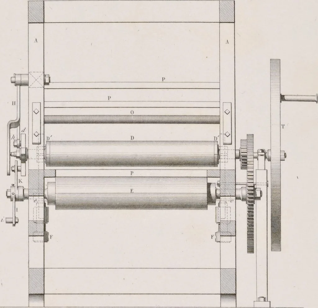 An illustration from Traité théorique et pratique de l'impression des tissus, 1846, leaf 25