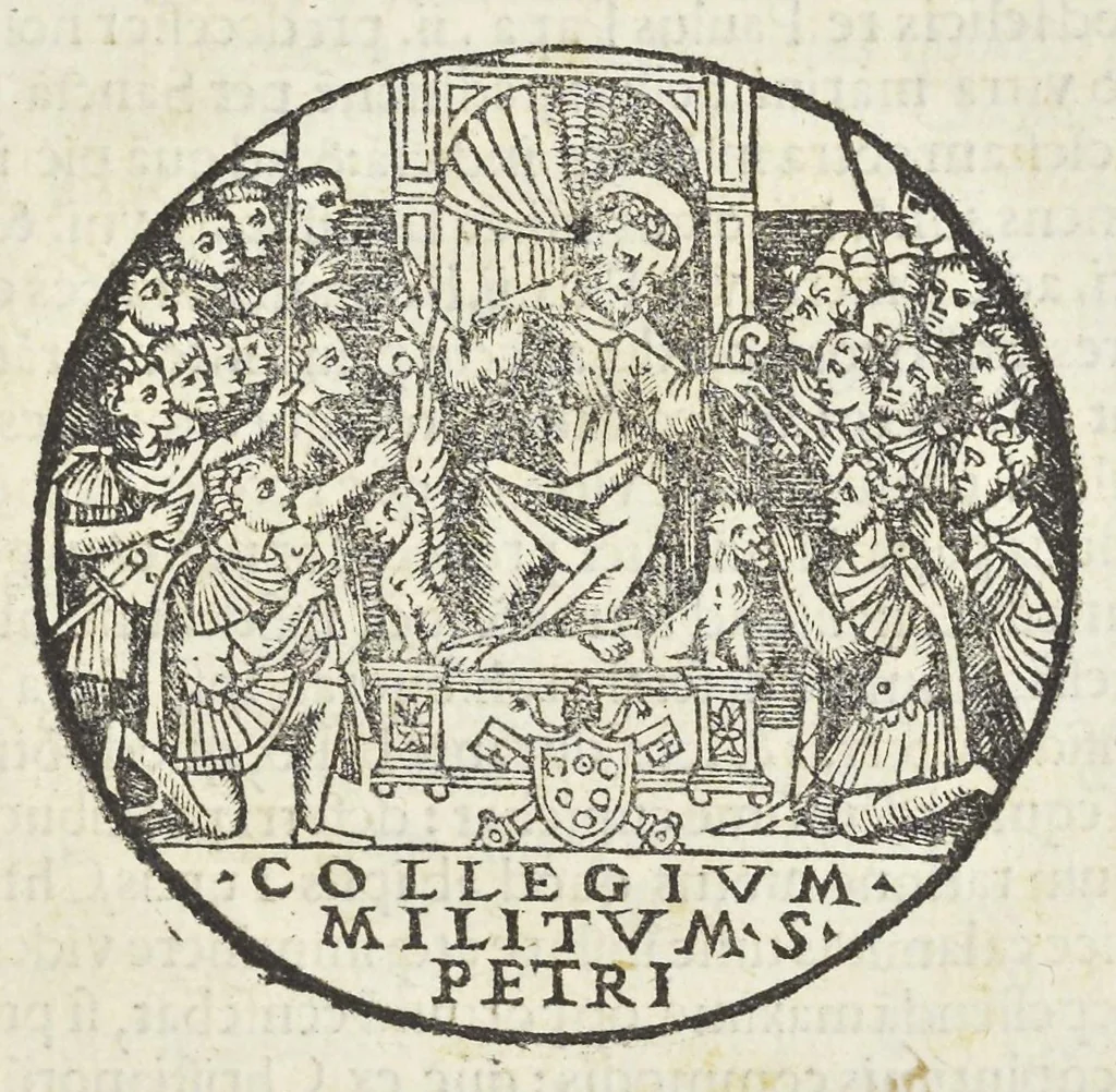 An illustration from Bulla erectionis officii dominorum Militum S. Petri de numero participantium nuncupatorum quamplurimis priuilegiis decorati, 1521, leaf 4