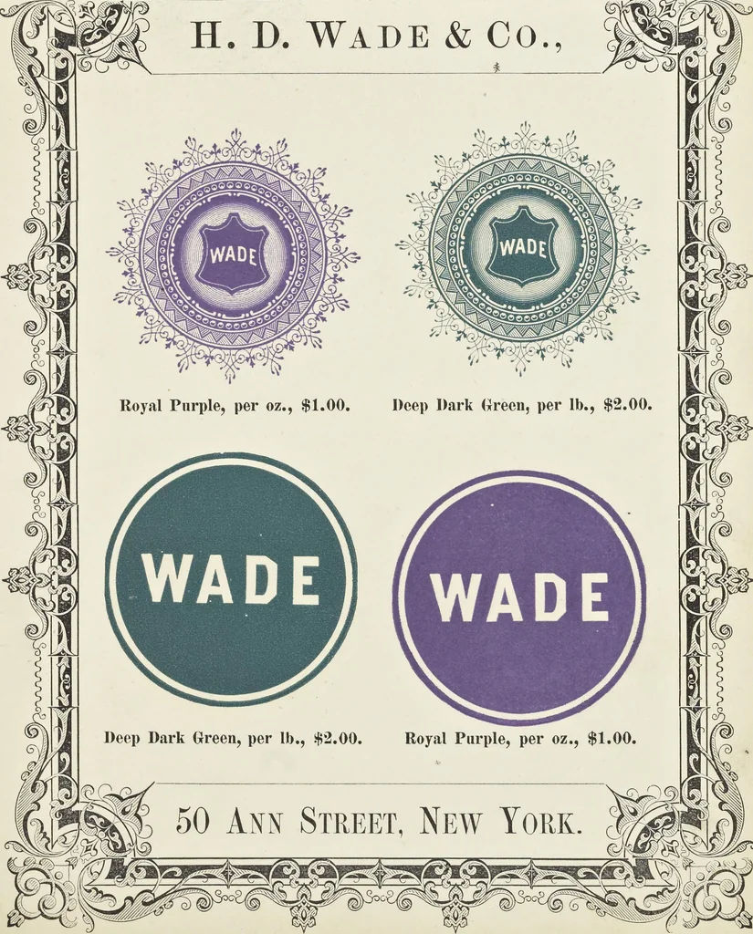 An illustration from Specimens of black and colored printing inks manufactured by H.D. Wade & Co., no. 50 Ann Street, New York, 1870, leaf 112