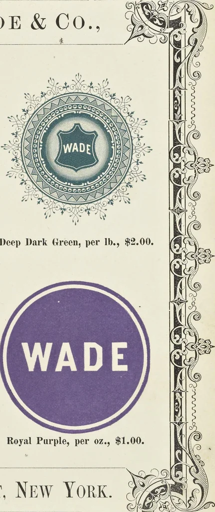An illustration from Specimens of black and colored printing inks manufactured by H.D. Wade & Co., no. 50 Ann Street, New York, 1870, leaf 112