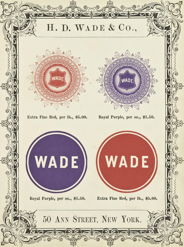 An illustration from Specimens of black and colored printing inks manufactured by H.D. Wade & Co., no. 50 Ann Street, New York, 1870, leaf 114