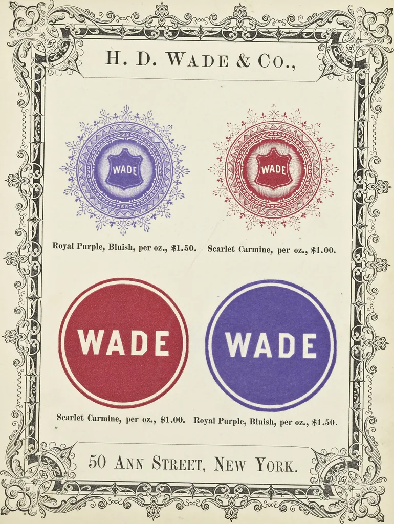 An illustration from Specimens of black and colored printing inks manufactured by H.D. Wade & Co., no. 50 Ann Street, New York, 1870, leaf 116