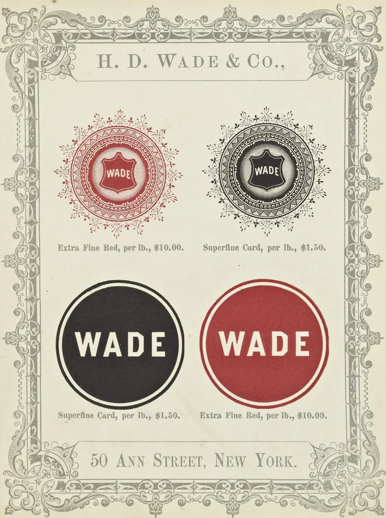 An illustration from Specimens of black and colored printing inks manufactured by H.D. Wade & Co., no. 50 Ann Street, New York, 1870, leaf 124