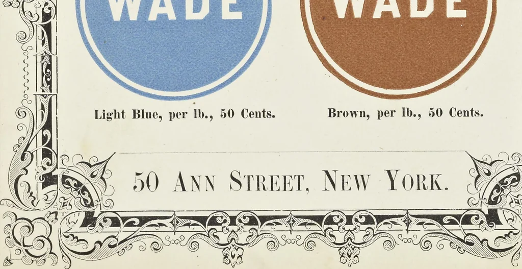 An illustration from Specimens of black and colored printing inks manufactured by H.D. Wade & Co., no. 50 Ann Street, New York, 1870, leaf 40