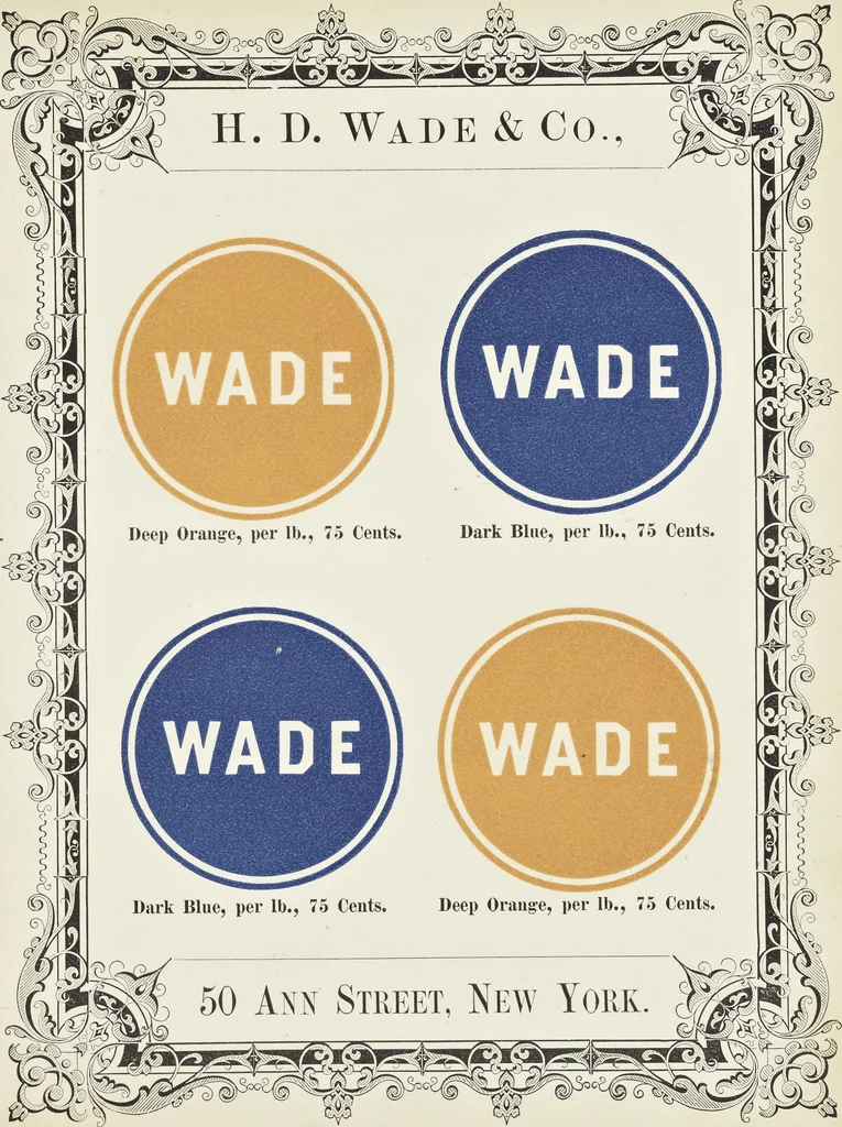 An illustration from Specimens of black and colored printing inks manufactured by H.D. Wade & Co., no. 50 Ann Street, New York, 1870, leaf 46