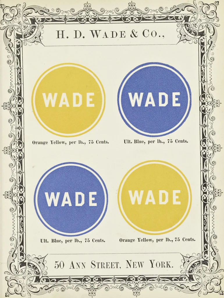 An illustration from Specimens of black and colored printing inks manufactured by H.D. Wade & Co., no. 50 Ann Street, New York, 1870, leaf 50