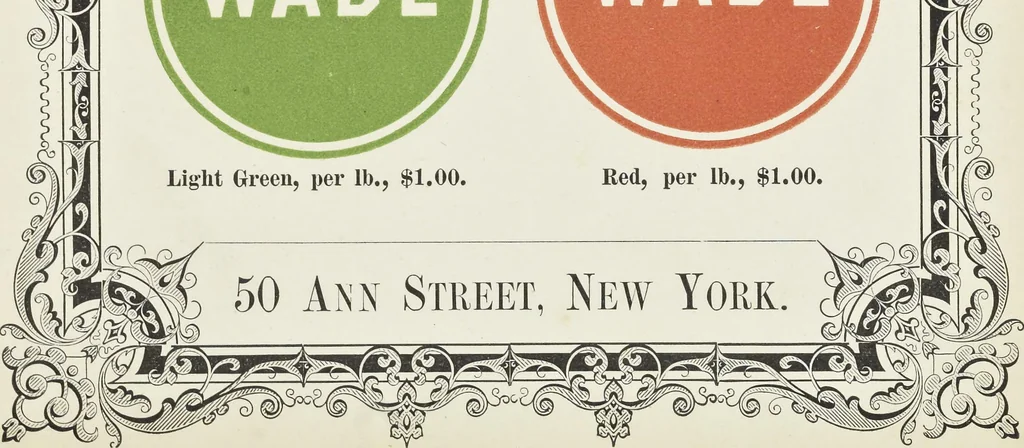 An illustration from Specimens of black and colored printing inks manufactured by H.D. Wade & Co., no. 50 Ann Street, New York, 1870, leaf 54