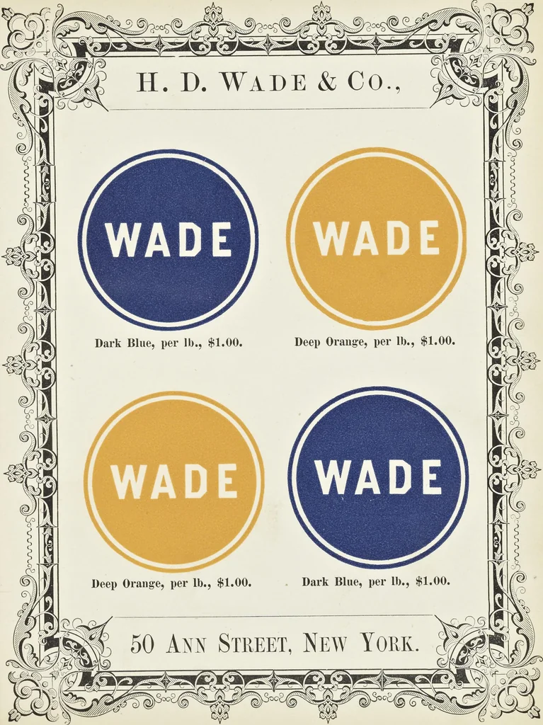 An illustration from Specimens of black and colored printing inks manufactured by H.D. Wade & Co., no. 50 Ann Street, New York, 1870, leaf 62