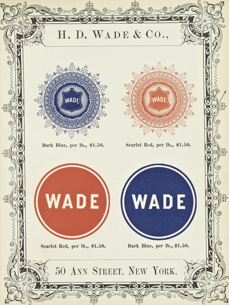 An illustration from Specimens of black and colored printing inks manufactured by H.D. Wade & Co., no. 50 Ann Street, New York, 1870, leaf 68