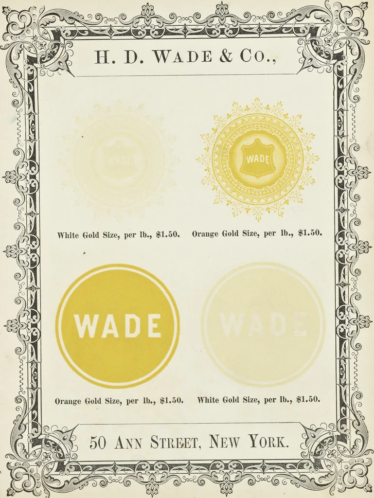 An illustration from Specimens of black and colored printing inks manufactured by H.D. Wade & Co., no. 50 Ann Street, New York, 1870, leaf 80