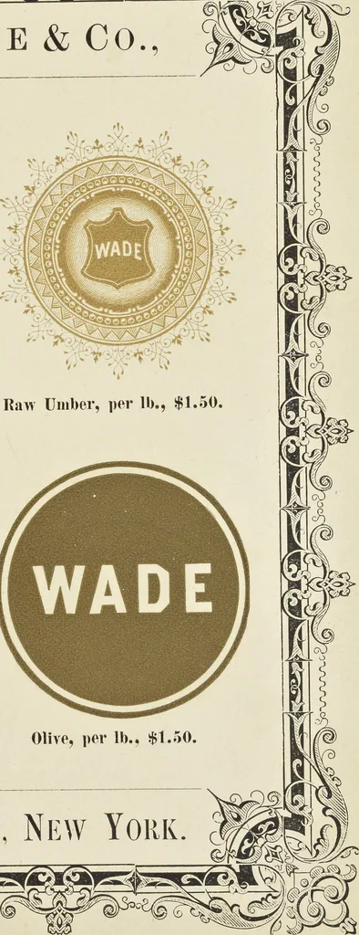 An illustration from Specimens of black and colored printing inks manufactured by H.D. Wade & Co., no. 50 Ann Street, New York, 1870, leaf 86