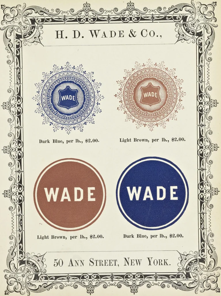 An illustration from Specimens of black and colored printing inks manufactured by H.D. Wade & Co., no. 50 Ann Street, New York, 1870, leaf 94