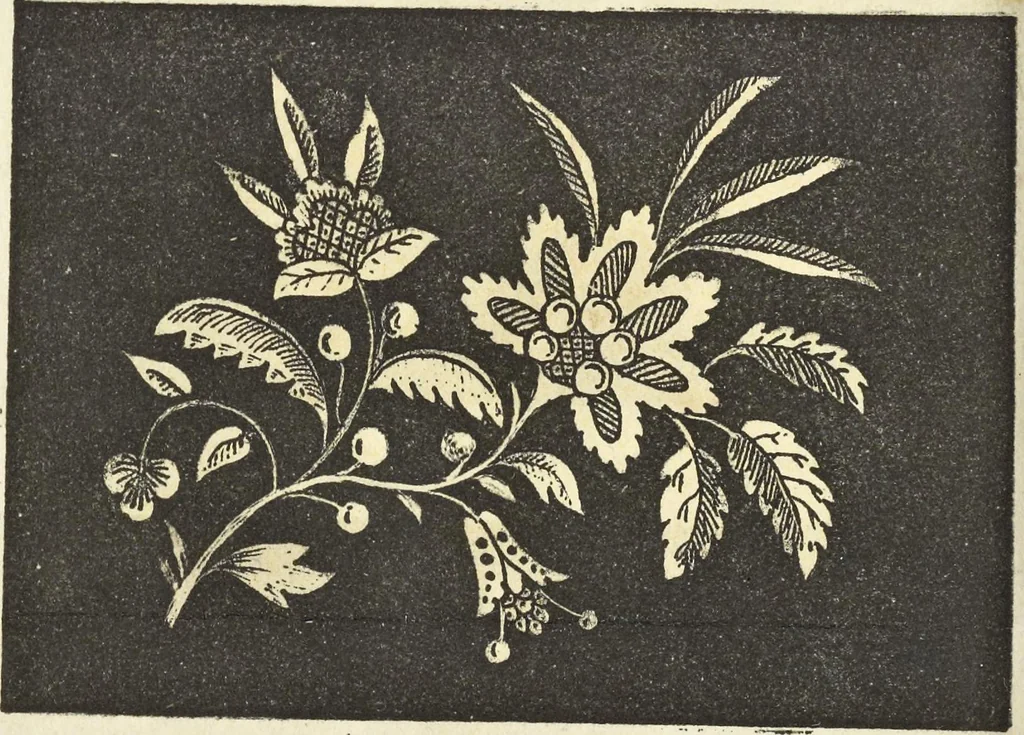 An illustration from Traité des peintures, applications et procédés employés sur bois, sur étoffes, sur papier : orné de 30 planches pour en faciliter le travail, 1834, leaf 43