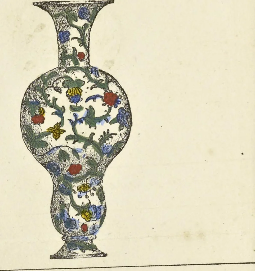 An illustration from Traité des peintures, applications et procédés employés sur bois, sur étoffes, sur papier : orné de 30 planches pour en faciliter le travail, 1834, leaf 73