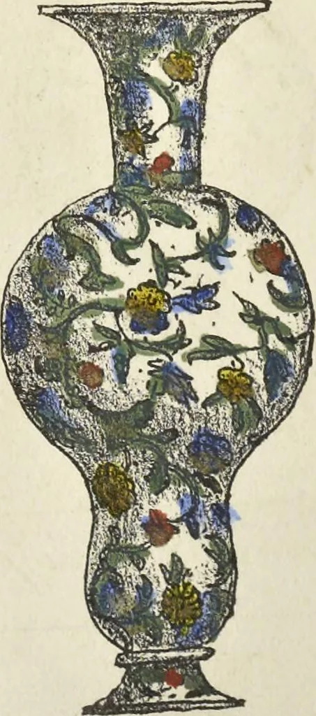 An illustration from Traité des peintures, applications et procédés employés sur bois, sur étoffes, sur papier : orné de 30 planches pour en faciliter le travail, 1834, leaf 73