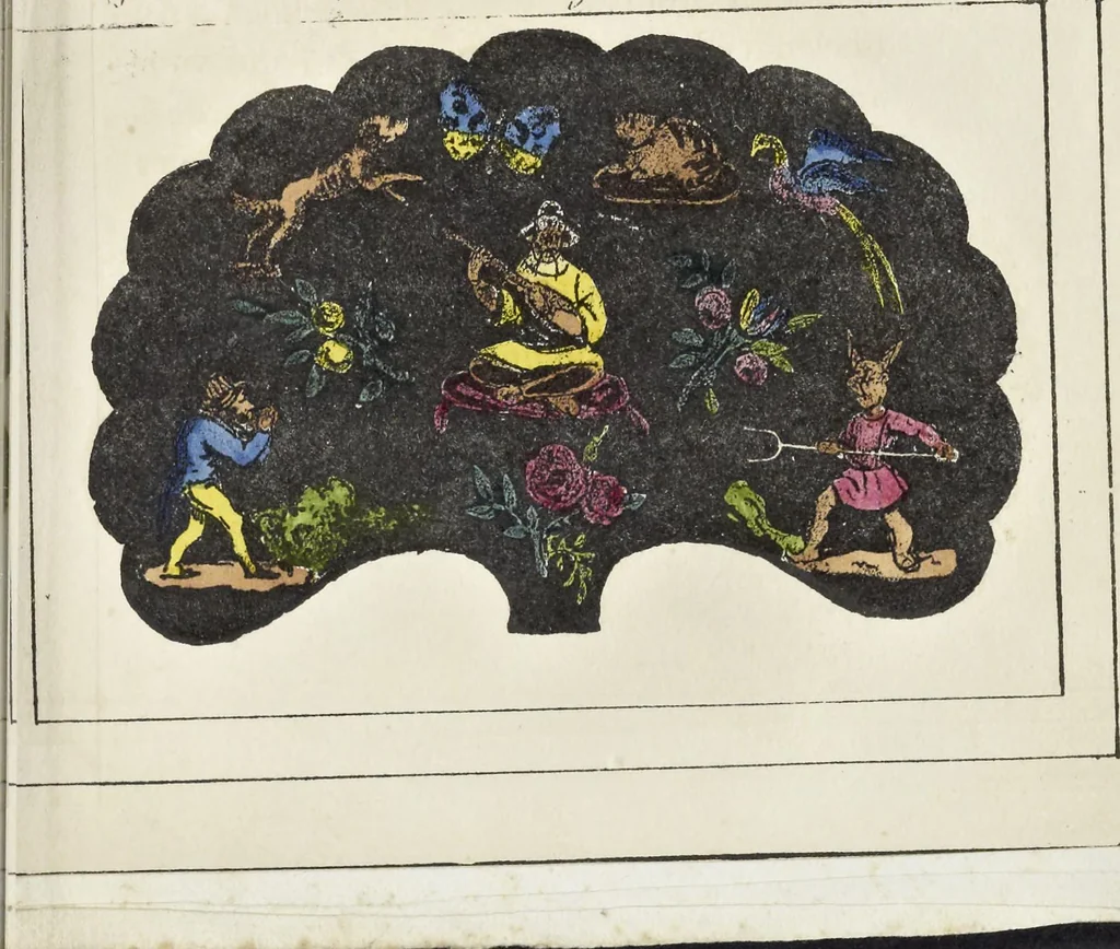 An illustration from Traité des peintures, applications et procédés employés sur bois, sur étoffes, sur papier : orné de 30 planches pour en faciliter le travail, 1834, leaf 80