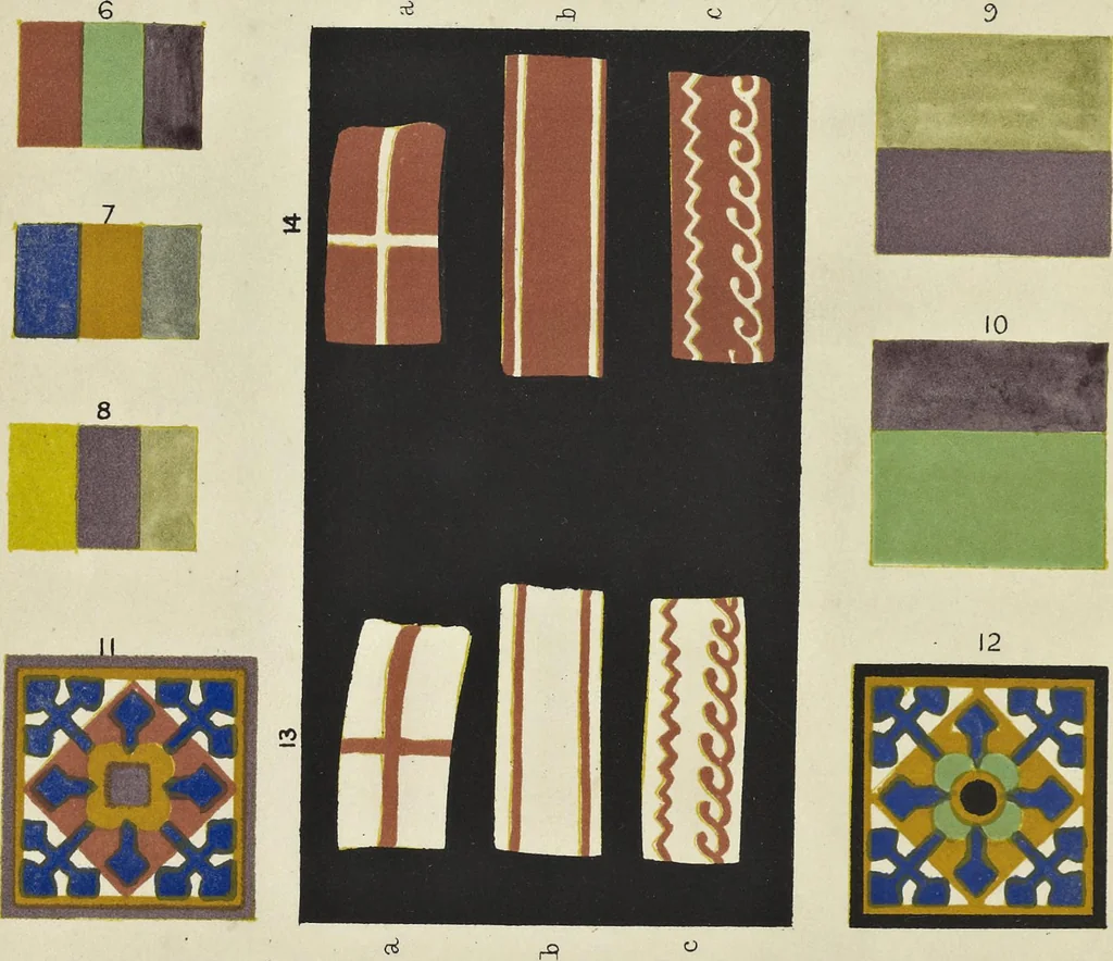 An illustration from On colour, and on the necessity for a general diffusion of taste among all classes : with remarks on laying out dressed geometrical gardens, examples of good and bad taste, illustrated by woodcuts and coloured plates in contrast, 1858, leaf 19