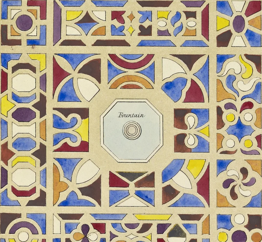 An illustration from On colour, and on the necessity for a general diffusion of taste among all classes : with remarks on laying out dressed geometrical gardens, examples of good and bad taste, illustrated by woodcuts and coloured plates in contrast, 1858, leaf 32