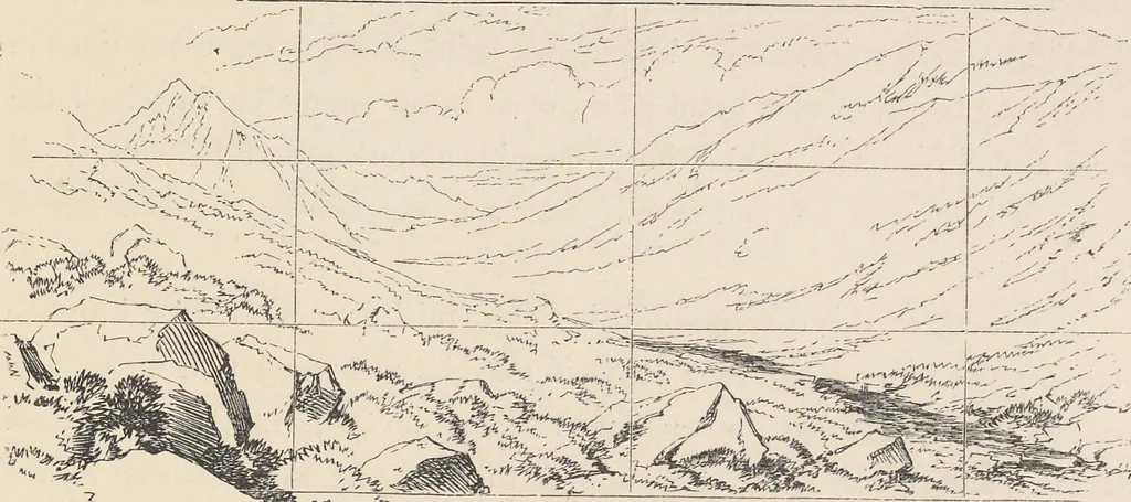 An illustration from The theory and practice of landscape painting in water-colours illustrated by a series of twenty-six drawings and diagrams in colours and numerous woodcuts, 1885, leaf 106