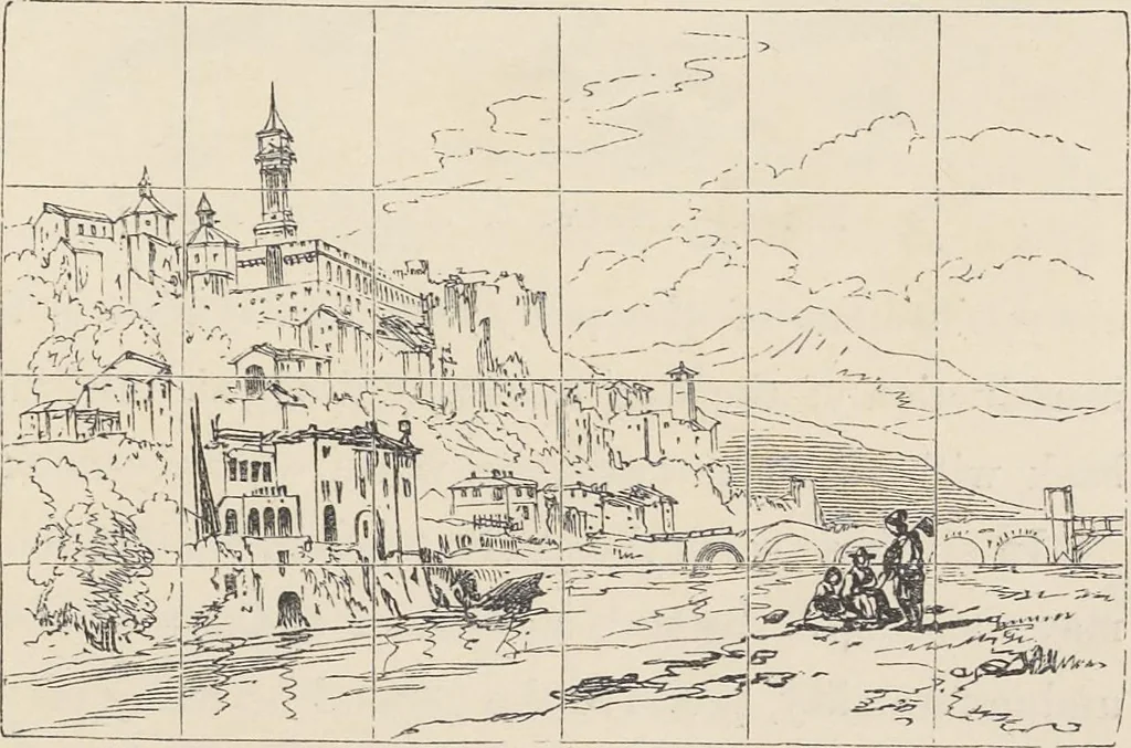 An illustration from The theory and practice of landscape painting in water-colours illustrated by a series of twenty-six drawings and diagrams in colours and numerous woodcuts, 1885, leaf 110