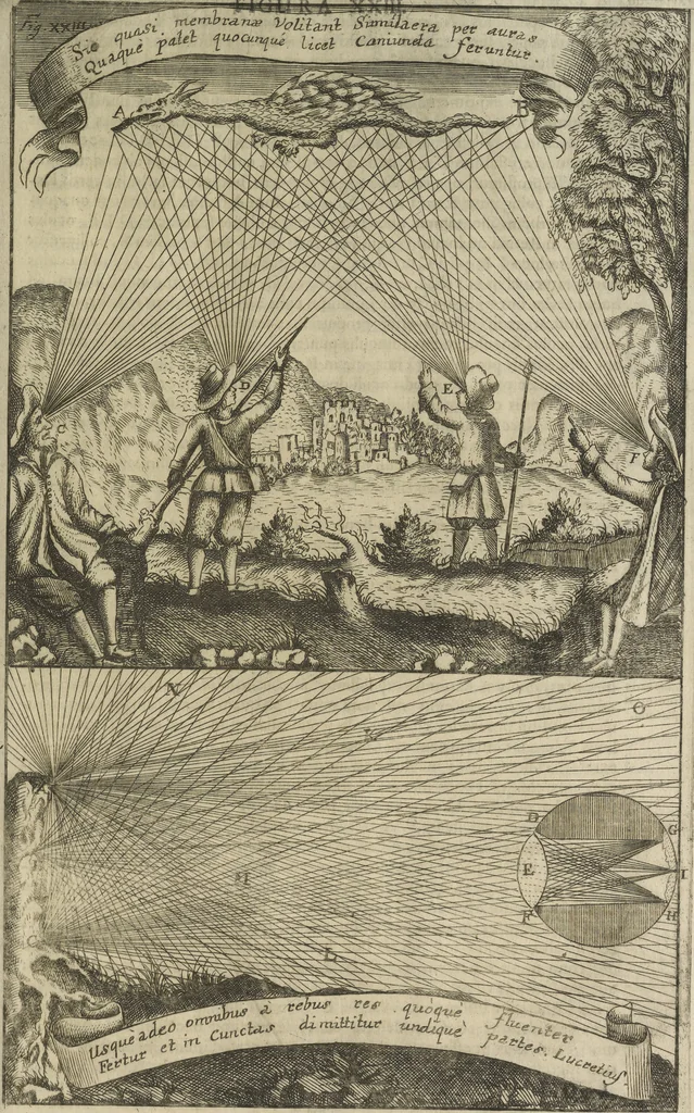 An illustration from Oculus artificialis teledioptricus, sive, Telescopium : ex abditis rerum naturalium & artificialium principiis protractum novâ methodo, eâque solidâ explicatum ac comprimis è triplici fundamento physico seu naturali, mathematico dioptrico et mechanico, seu practico stabilitum ..., 1685, leaf 242