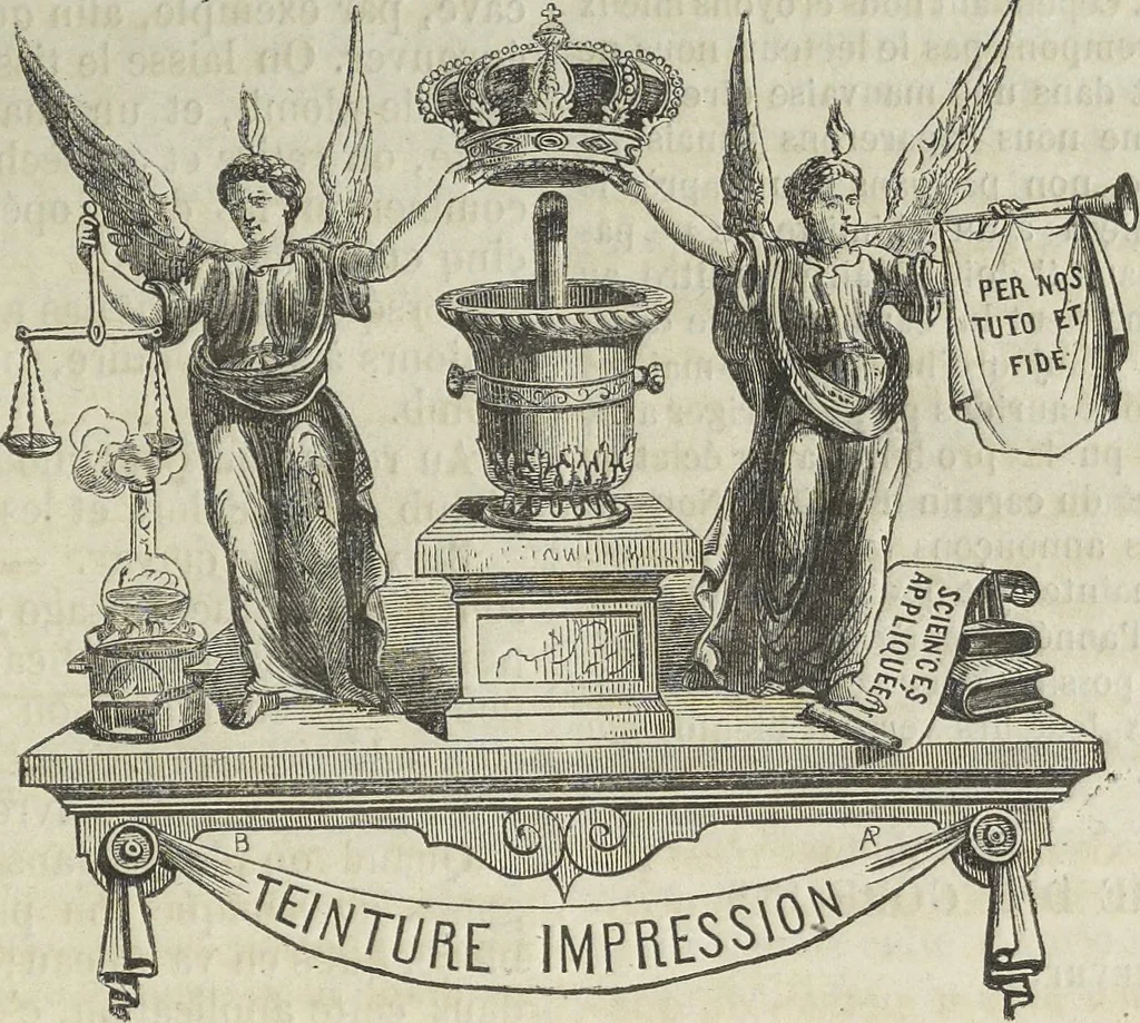 An illustration from Le teinturier universel, ou, L'echo des applications des matières colorantes aux arts et a l'industrie, 1860, leaf 10