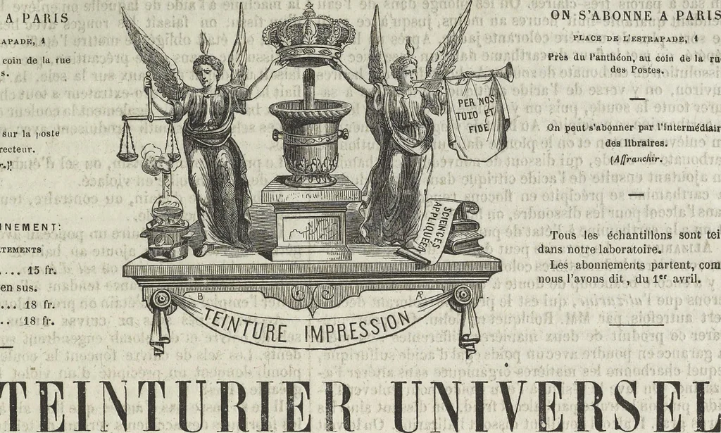 An illustration from Le teinturier universel, ou, L'echo des applications des matières colorantes aux arts et a l'industrie, 1860, leaf 130
