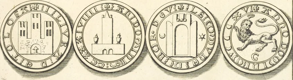 An illustration from Le cabinet de la Bibliotheque de Sainte Genevieve : divisé en deux parties : contenant les antiquitez de la réligion des chrétiens, des Egyptiens, & des Romains; des tombeaux, des poids & des médailles; de monnoyes, des pierres antiques gravées, & des mineraux ..., 1692, leaf 120