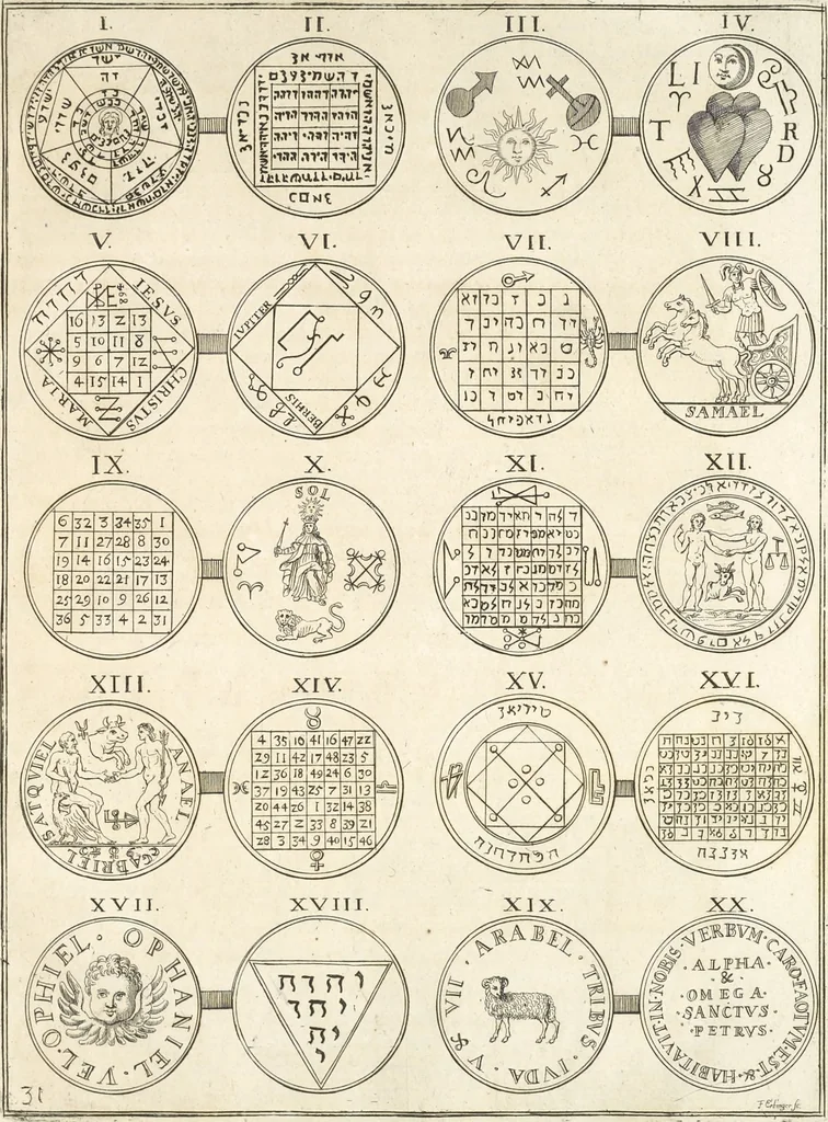 An illustration from Le cabinet de la Bibliotheque de Sainte Genevieve : divisé en deux parties : contenant les antiquitez de la réligion des chrétiens, des Egyptiens, & des Romains; des tombeaux, des poids & des médailles; de monnoyes, des pierres antiques gravées, & des mineraux ..., 1692, leaf 216