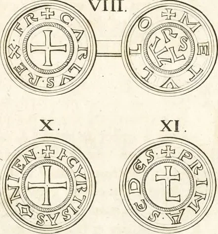 An illustration from Le cabinet de la Bibliotheque de Sainte Genevieve : divisé en deux parties : contenant les antiquitez de la réligion des chrétiens, des Egyptiens, & des Romains; des tombeaux, des poids & des médailles; de monnoyes, des pierres antiques gravées, & des mineraux ..., 1692, leaf 226