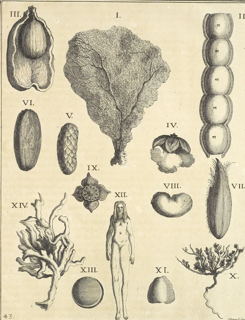 An illustration from Le cabinet de la Bibliotheque de Sainte Genevieve : divisé en deux parties : contenant les antiquitez de la réligion des chrétiens, des Egyptiens, & des Romains; des tombeaux, des poids & des médailles; de monnoyes, des pierres antiques gravées, & des mineraux ..., 1692, leaf 310