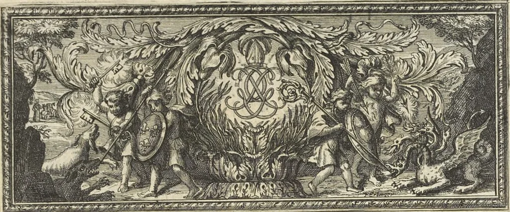 An illustration from Le cabinet de la Bibliotheque de Sainte Genevieve : divisé en deux parties : contenant les antiquitez de la réligion des chrétiens, des Egyptiens, & des Romains; des tombeaux, des poids & des médailles; de monnoyes, des pierres antiques gravées, & des mineraux ..., 1692, leaf 42