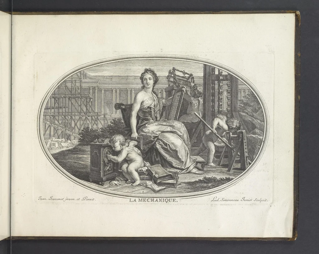 An illustration from Le Cabinet des Beaux Arts, ou, Recueil d'estampes gravés d'après les tableaux d'un plafond ou les beaux arts sont representées : avec explication de ces mêmes tableaux, 1690, leaf 76