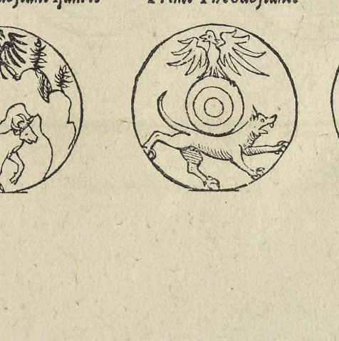 An illustration from Caesar Avgvstvs, sive, Historiae imperatorvm Caesarvmqve romanorvm ex antiqvis nvmismatibvs restitvtae liber secvndvs : acessit Caesaris Avgvsti vita et res gestae, 1574, leaf 348