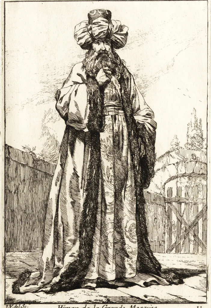 An illustration from Caravanne du sultan ala Mecque : mascarade turque donnée a Rome par Messieurs les pensionnaires de l'Academie de France et leurs amis au Carnaval de l'année 1748 : dediée à messire Iean Francois de Troy, ecuïer, conseiller sécrétaire du Roi, chevalier de l'Ordre de S. Michel, directeur de l'Academie roïale de France a Rome, ancien Recteur de celle de Paris, et ancien Prince de l'Academie de S. Luc de Rome &c ..., 1749, leaf 30