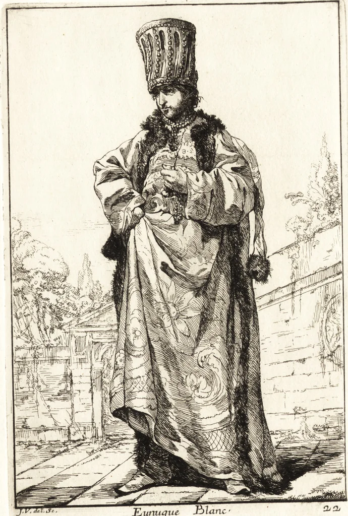 An illustration from Caravanne du sultan ala Mecque : mascarade turque donnée a Rome par Messieurs les pensionnaires de l'Academie de France et leurs amis au Carnaval de l'année 1748 : dediée à messire Iean Francois de Troy, ecuïer, conseiller sécrétaire du Roi, chevalier de l'Ordre de S. Michel, directeur de l'Academie roïale de France a Rome, ancien Recteur de celle de Paris, et ancien Prince de l'Academie de S. Luc de Rome &c ..., 1749, leaf 52