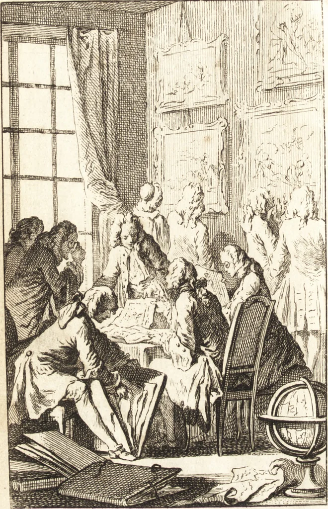 An illustration from Catalogue raisonné des bijoux, porcelaines, bronzes, lacqs, lustres de cristal de Roche et de porcelaine : pendules de goût, & autres meubles curieux ou composés, tableaux, desseins, estampes, coquilles, & autres effets de curiosité, provenans de la succession de M. Angran, vicomte de Fonspertuis, 1748, leaf 7