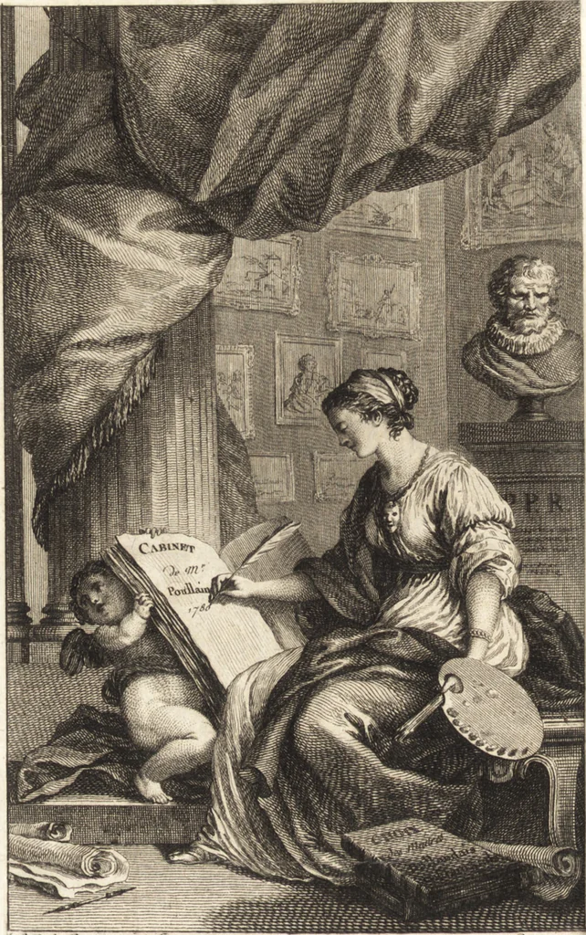 An illustration from Catalogue raisonné des tableaux, dessins, estampes, figures de bronze & de marbre, & morceaux d'histoire naturelle, qui composoient le cabinet de feu M. Poullain, receveur général des domaines du roi : suivi d'un abrégé historique de la vie des peintres dont les ouvrages formoient cette collection, 1780, leaf 7