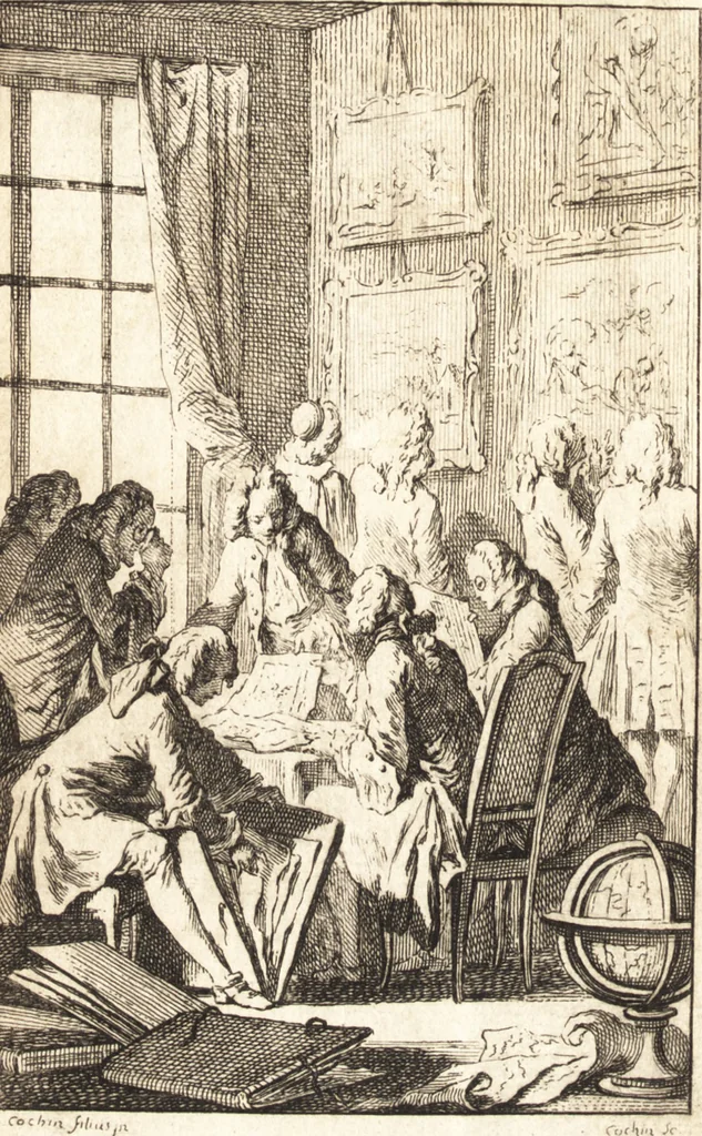 An illustration from Catalogue raisonné des bijoux, porcelaines, bronzes, lacqs, lustres de cristal de Roche et de porcelaine : pendules de goût, & autres meubles curieux ou composés, tableaux, desseins, estampes, coquilles, & autres effets de curiosité, provenans de la succession de M. Angran, vicomte de Fonspertuis, 1748, leaf 7